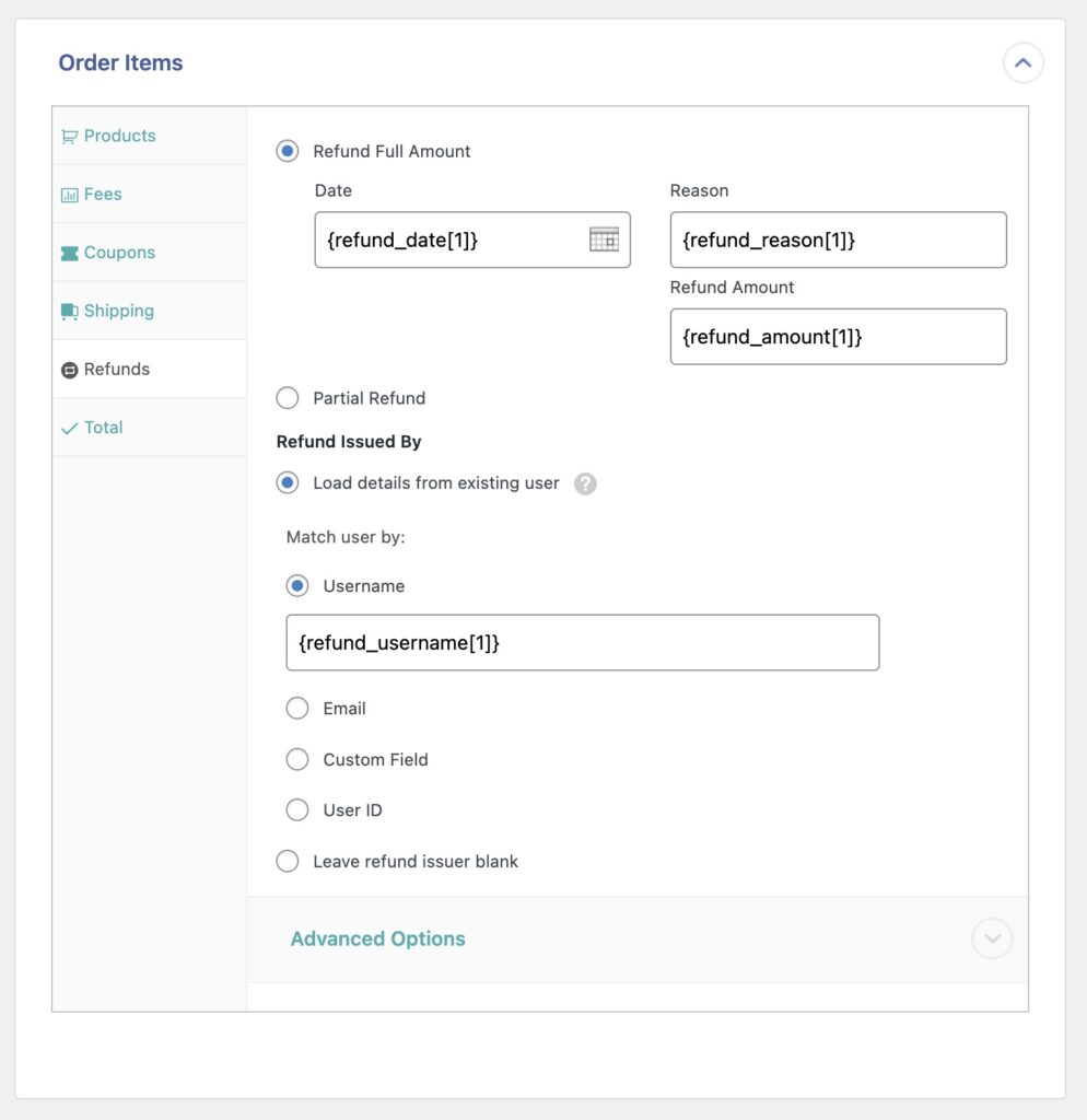 Import WooCommerce Orders Refunds Tab