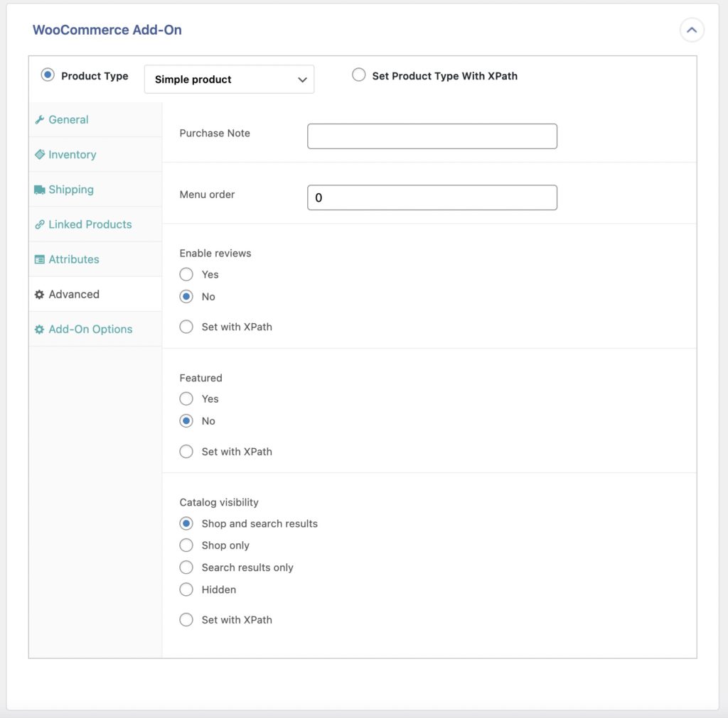 Import WooCommerce Products Advanced Tab