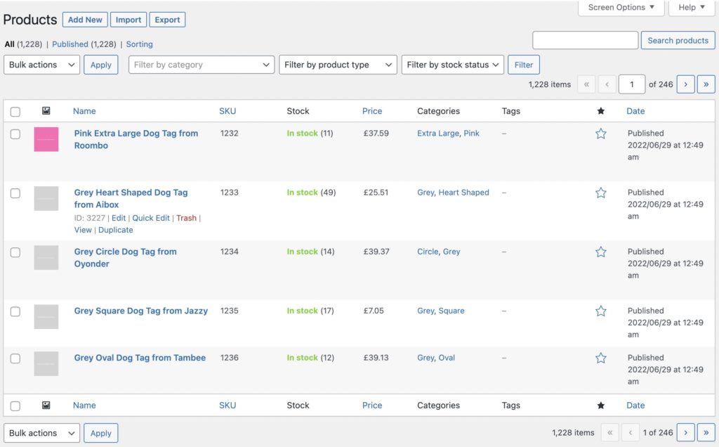 Import WooCommerce Products List of Products