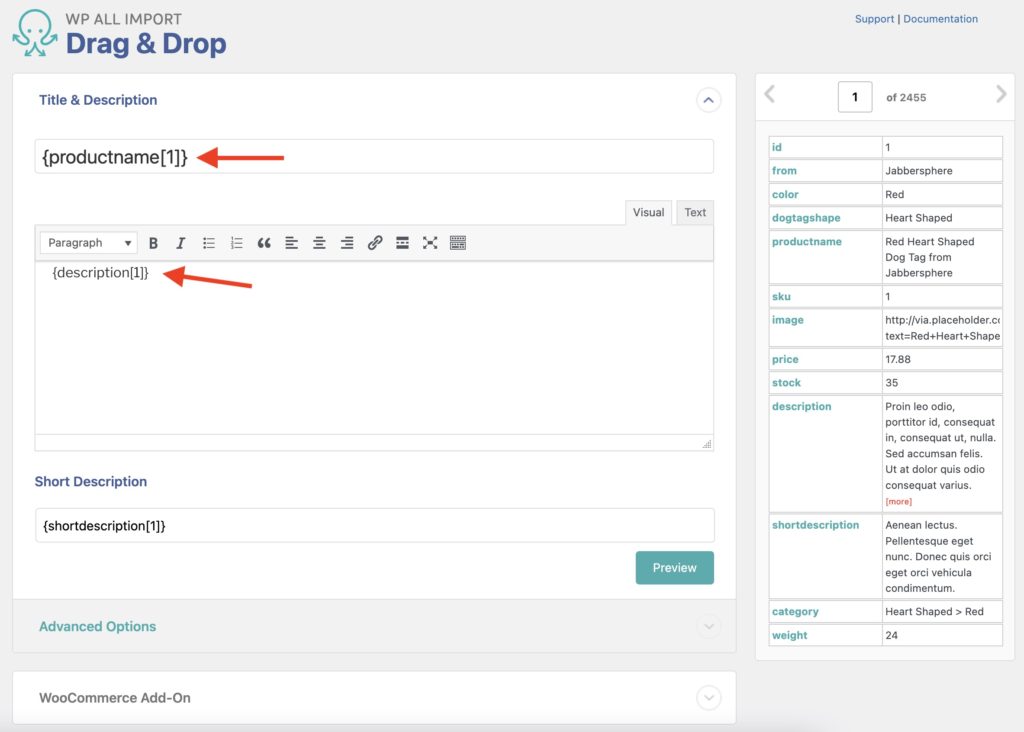Import WooCommerce Products Title and Description