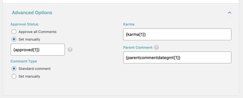 Import WordPress Comments Comment Content Advanced Options