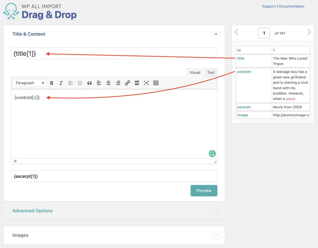 Import WordPress Posts Drag and Drop