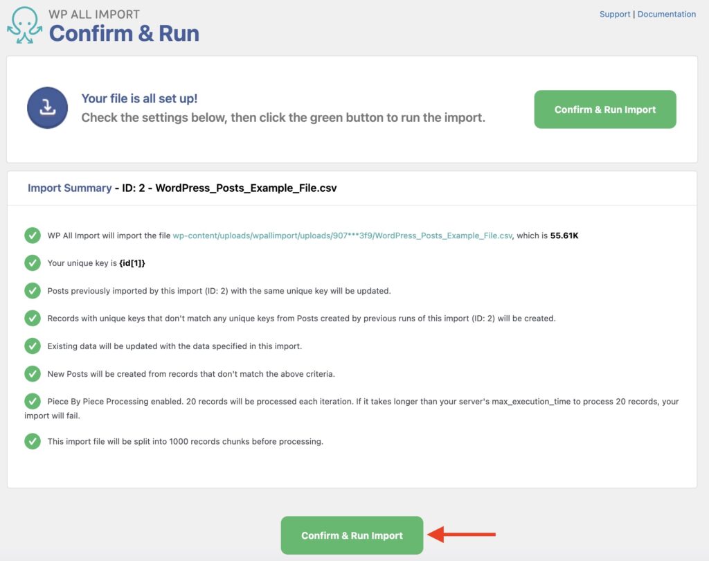 Import WordPress Posts Summary