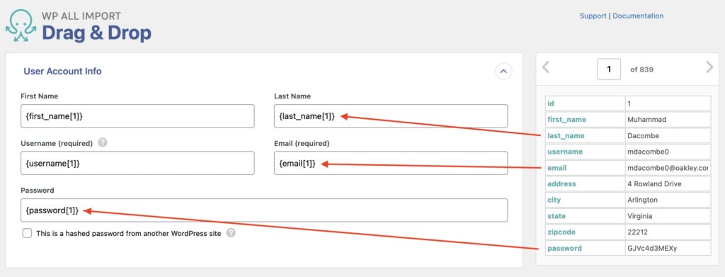 Import WordPress Users Drag and Drop