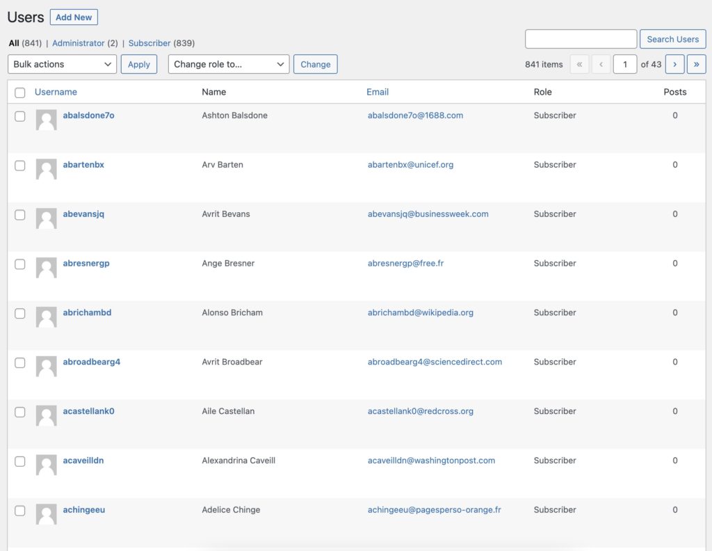 Review Imported WordPress Users
