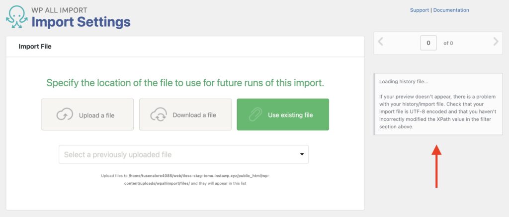 Loading History File Example