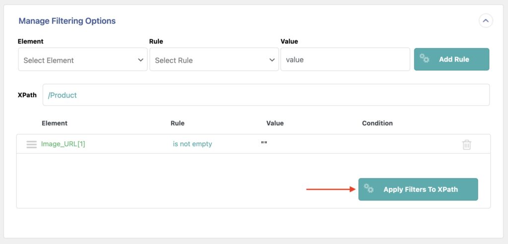 Manage Filtering Options Apply To XPath