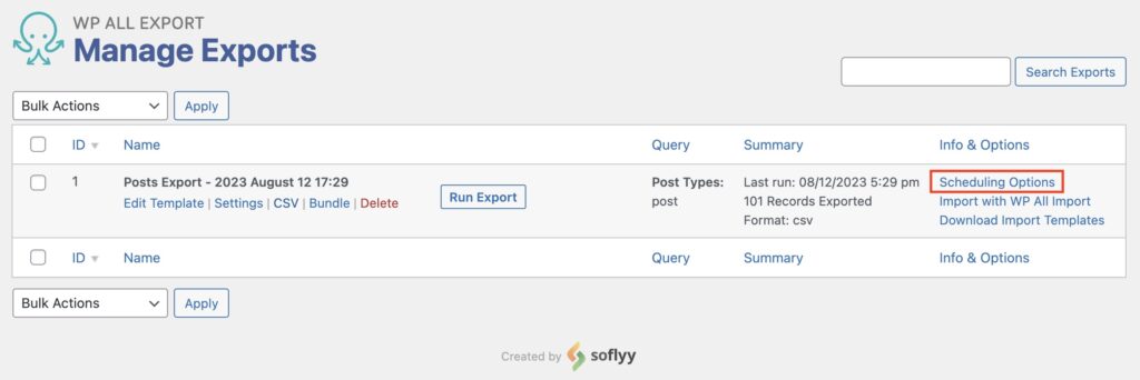 Manual Cron Job Exports Manage Exports Scheduling Options