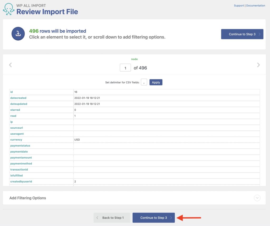 Migrate Gravity Forms Entries Review Import File
