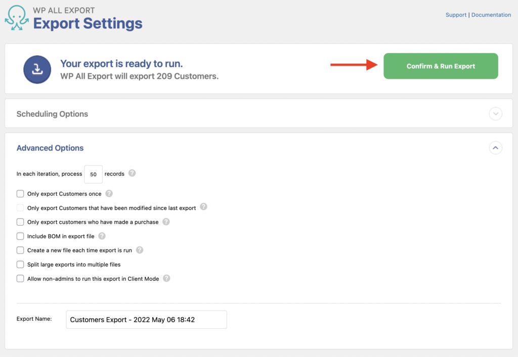 Migrate WooCommerce Customers Export Settings