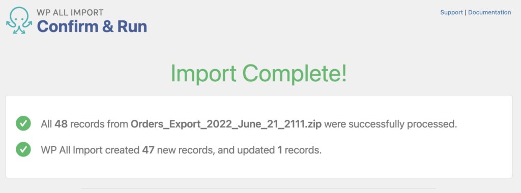 Migrate WooCommerce Orders Import Complete