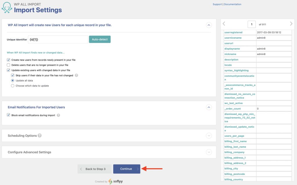 Migrate WordPress Users Import Settings