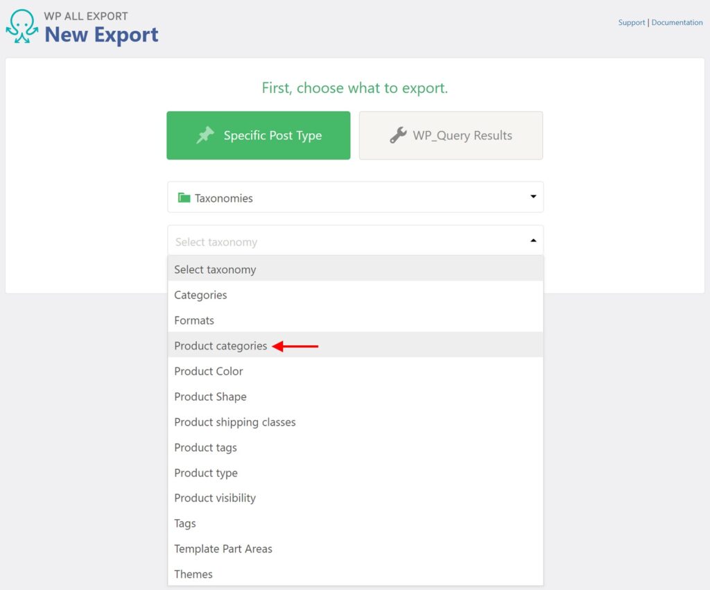 Export Product Categories New Export