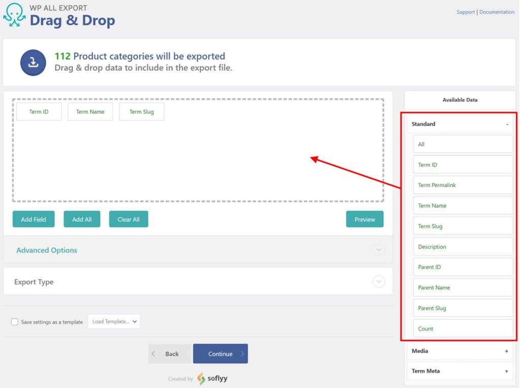 Export Product Categories WooCommerce Column Selection