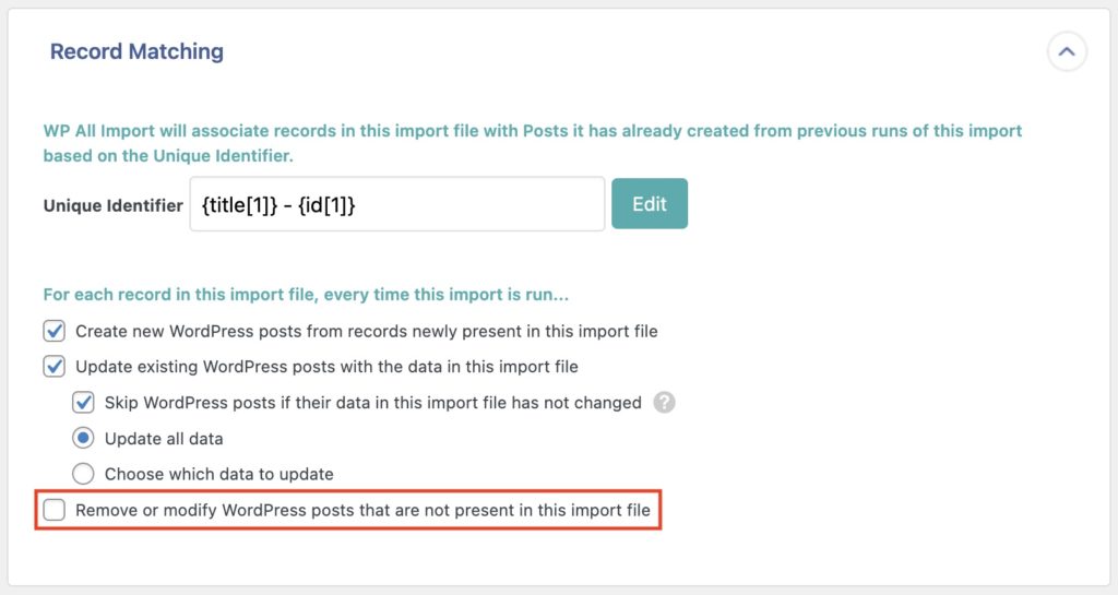 Remove Data Missing Enable