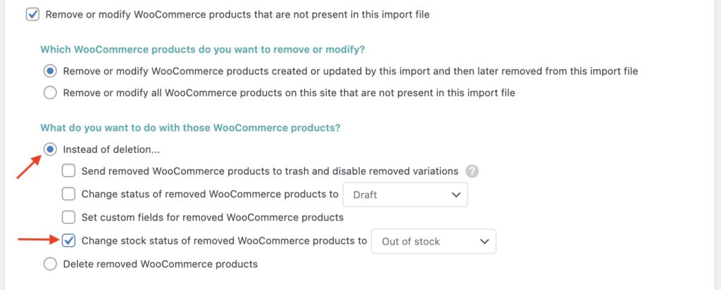 Remove Data Missing Example Set Out of Stock