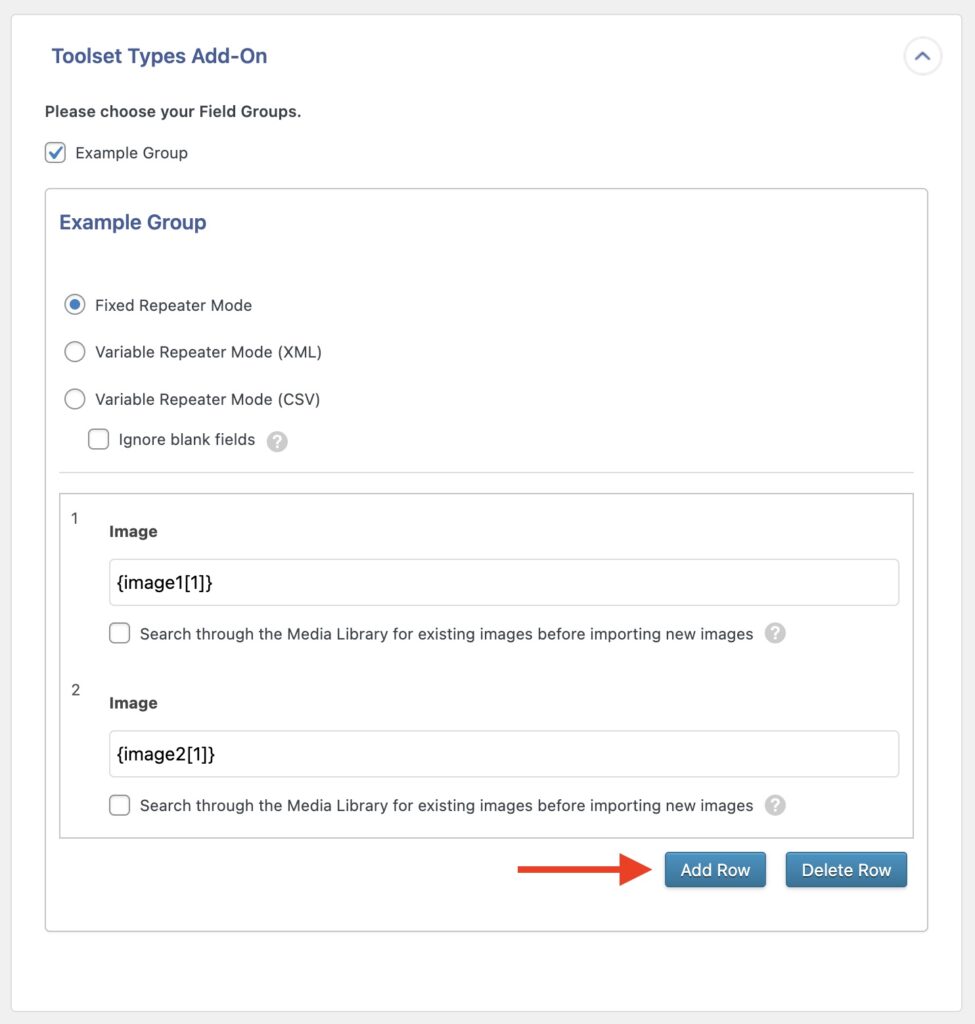 Repeatable Groups Toolset Types Repeatable Add Row