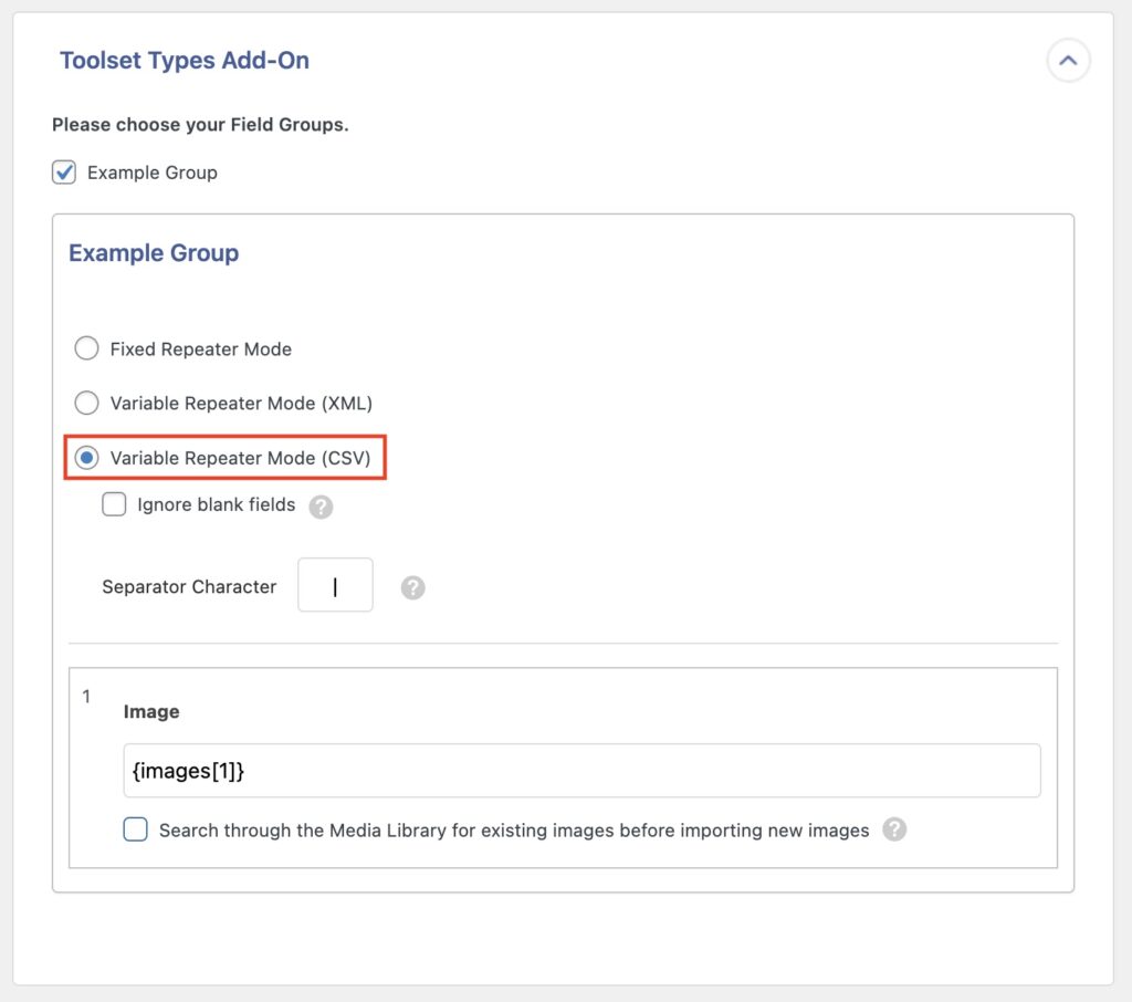 Repeatable Groups Toolset Types Variable Repeater Mode CSV