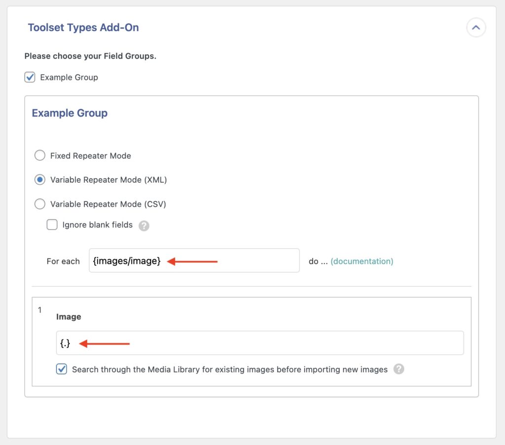Repeatable Groups Toolset Types Variable Repeater Mode XML