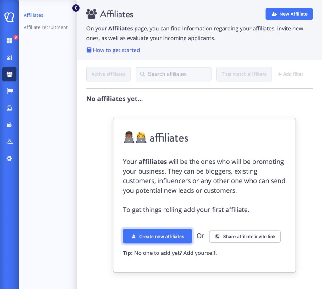 Tapfiliate Review Add New Affiliates