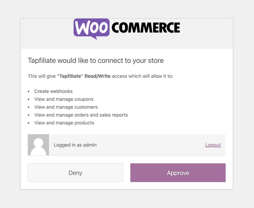 Tapfiliate Review Connect Approval WooCommerce
