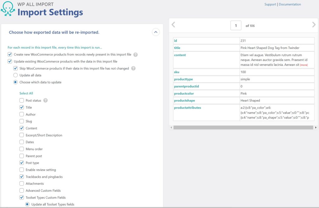 WooCommerce Bulk Upload Variable Products Import Settings