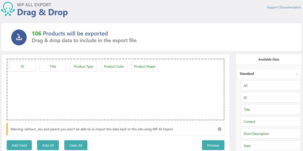 WooCommerce Product Attributes List Column Selection
