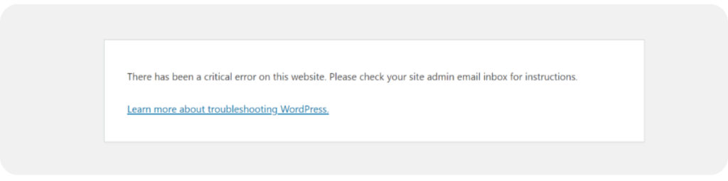 WordPress Critical Error