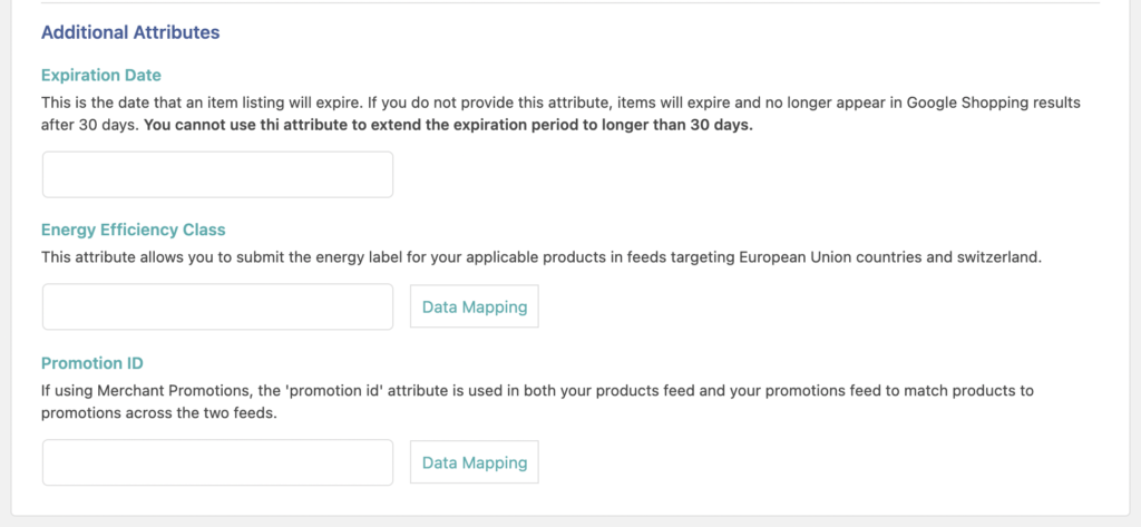 WooCommerce to Google Merchant Center Additional Attributes