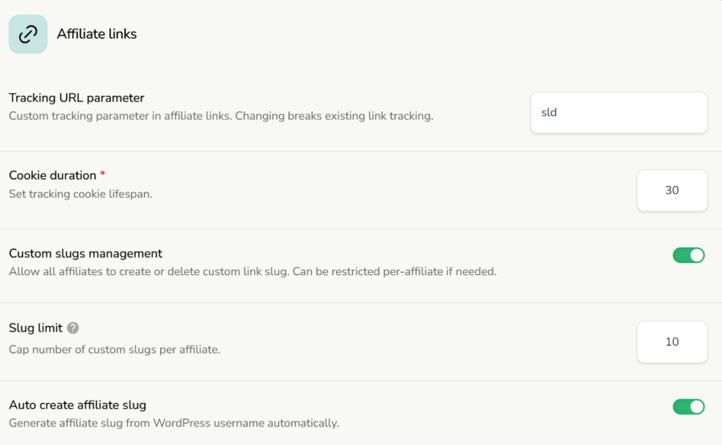 affiliate link customization options