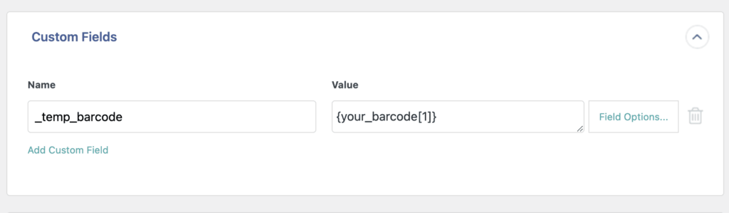 ATUM Import Barcode Custom Field