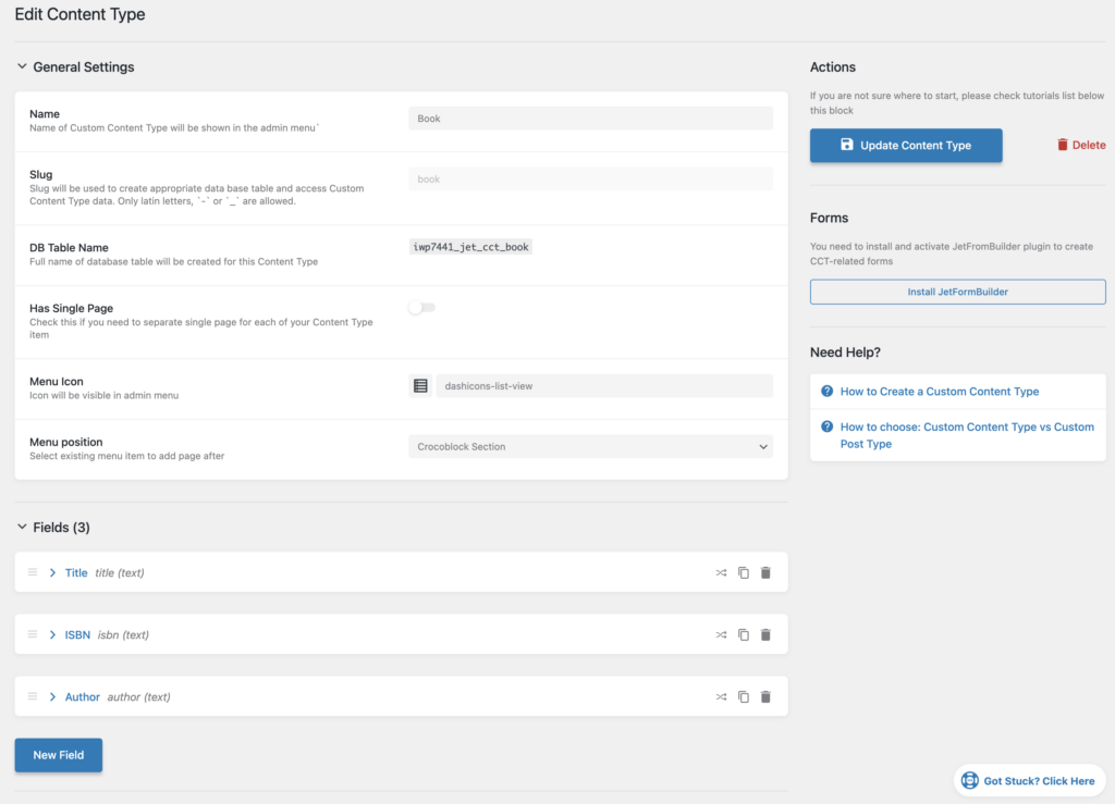 Book CCT Example in JetEngine