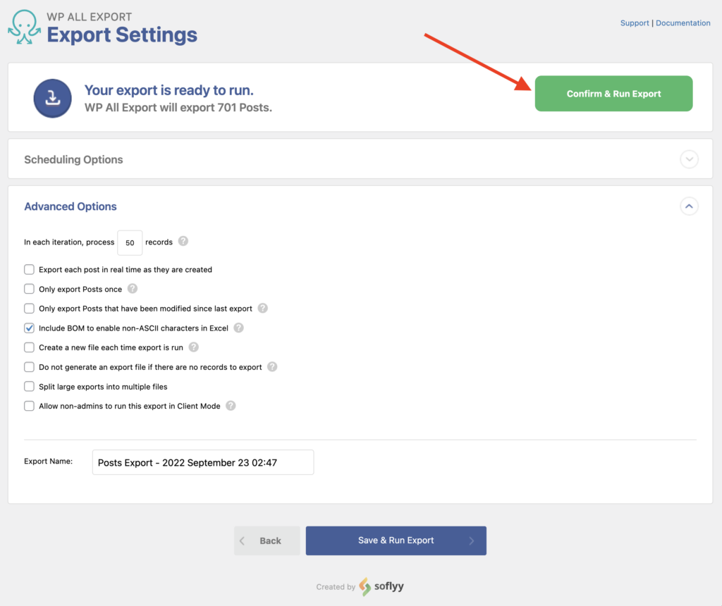 Bulk Edit WordPress Data Confirm and Run Export Process