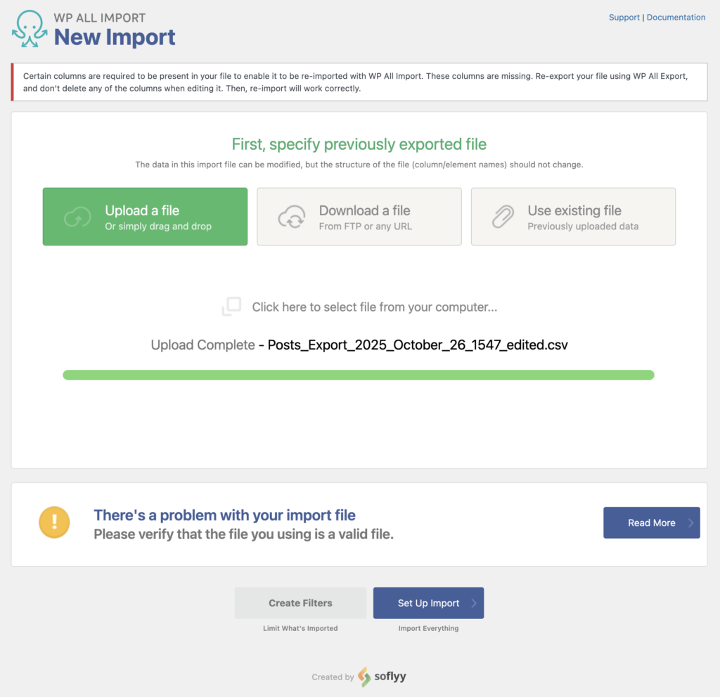 Bulk Edit WordPress Data Error with Import File