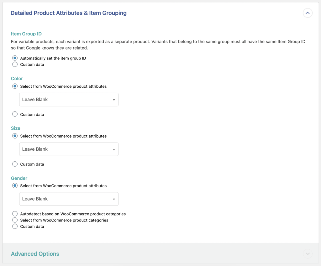 WooCommerce to Google Merchant Center Product Attributes and Item Grouping