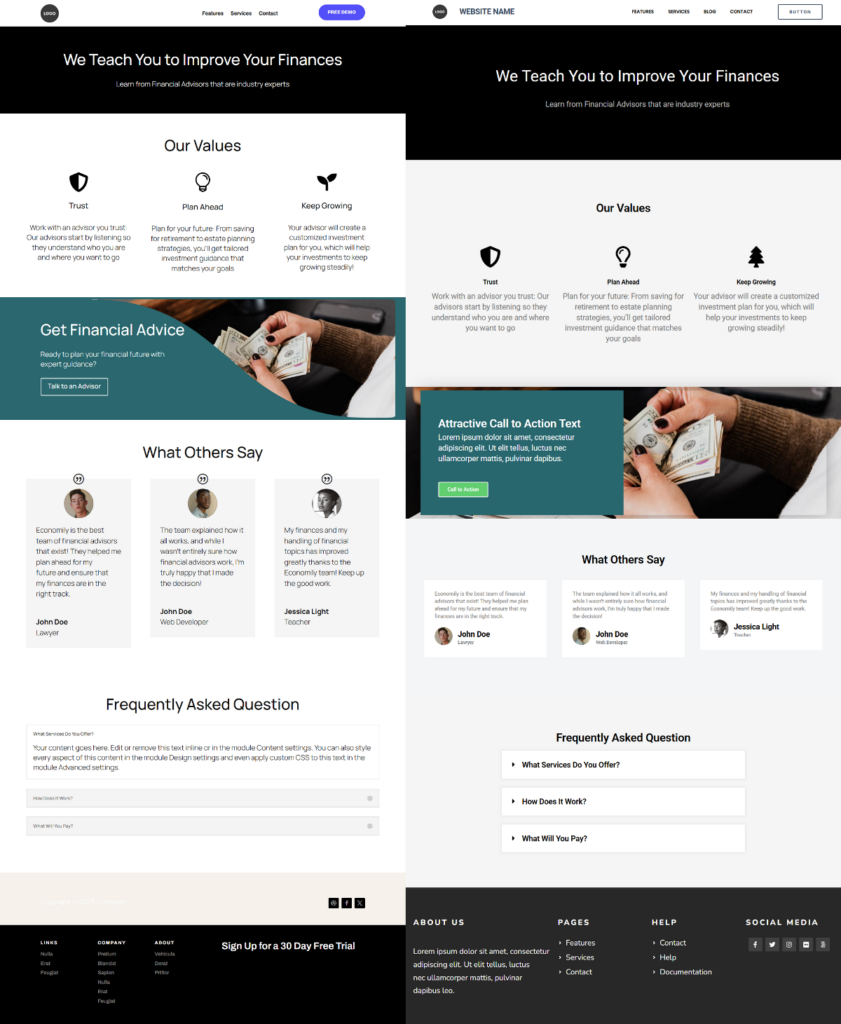 Divi and Elementor Moderate Page