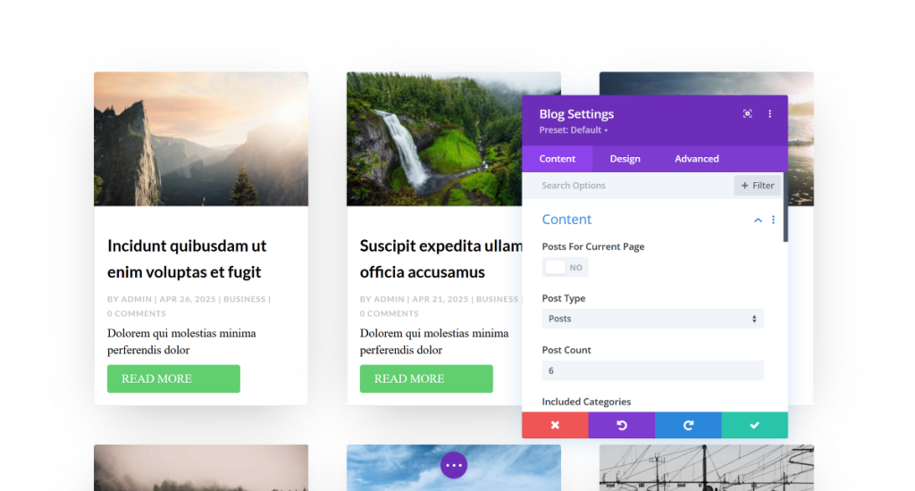 Divi archive page blog module