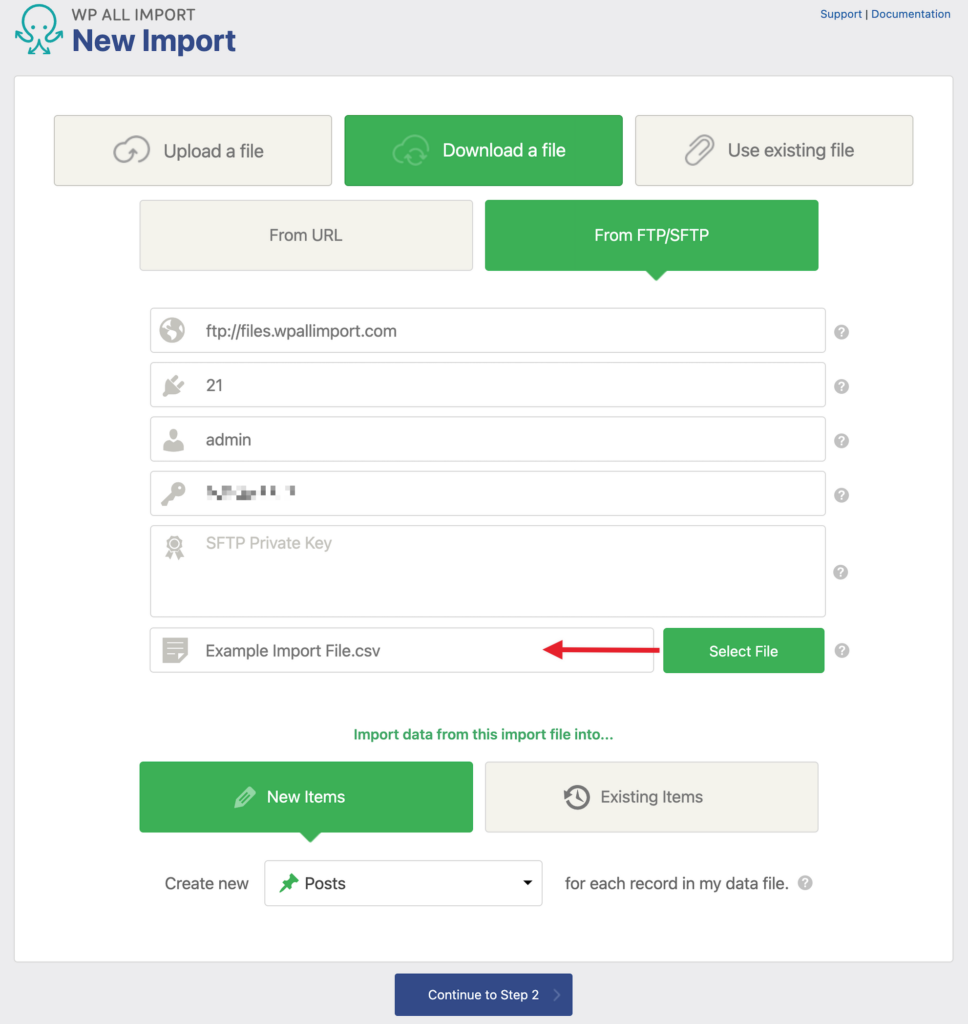 Download a file From FTP:SFTP WP All Import