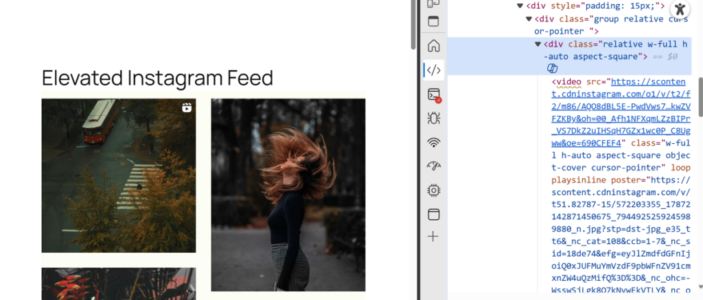 Elevated Instagram feed embed