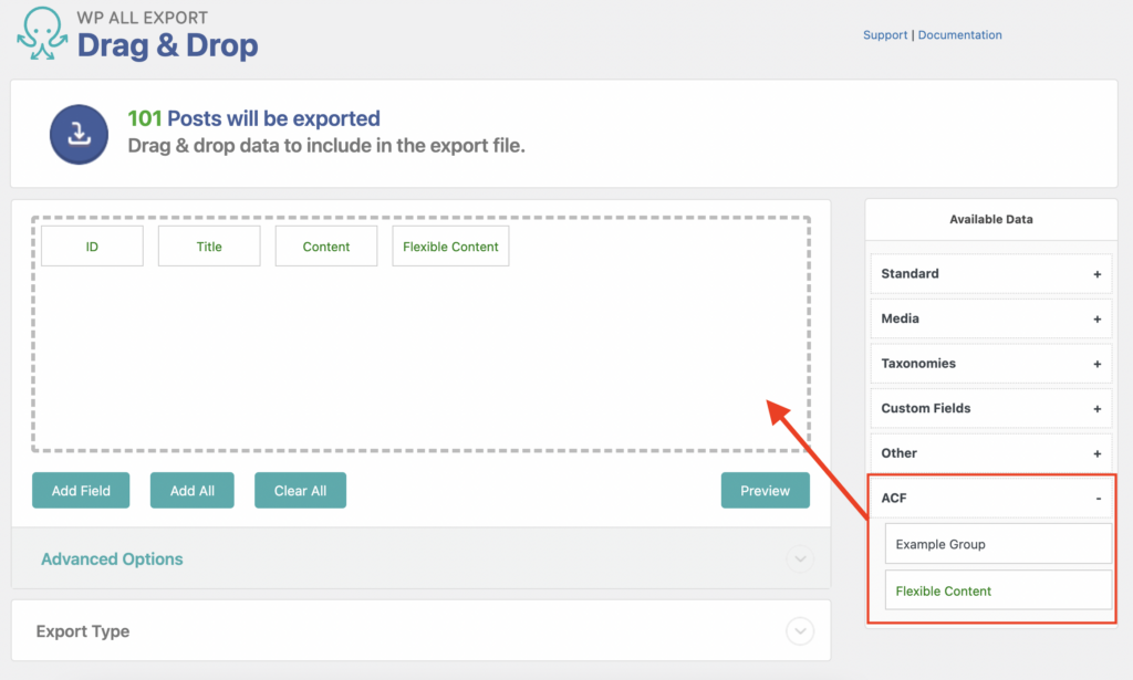 Export ACF Flexible Content Fields
