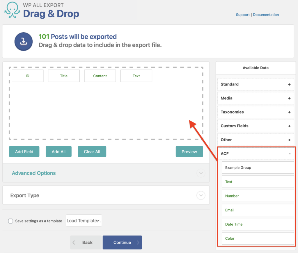 Export ACF Text Fields