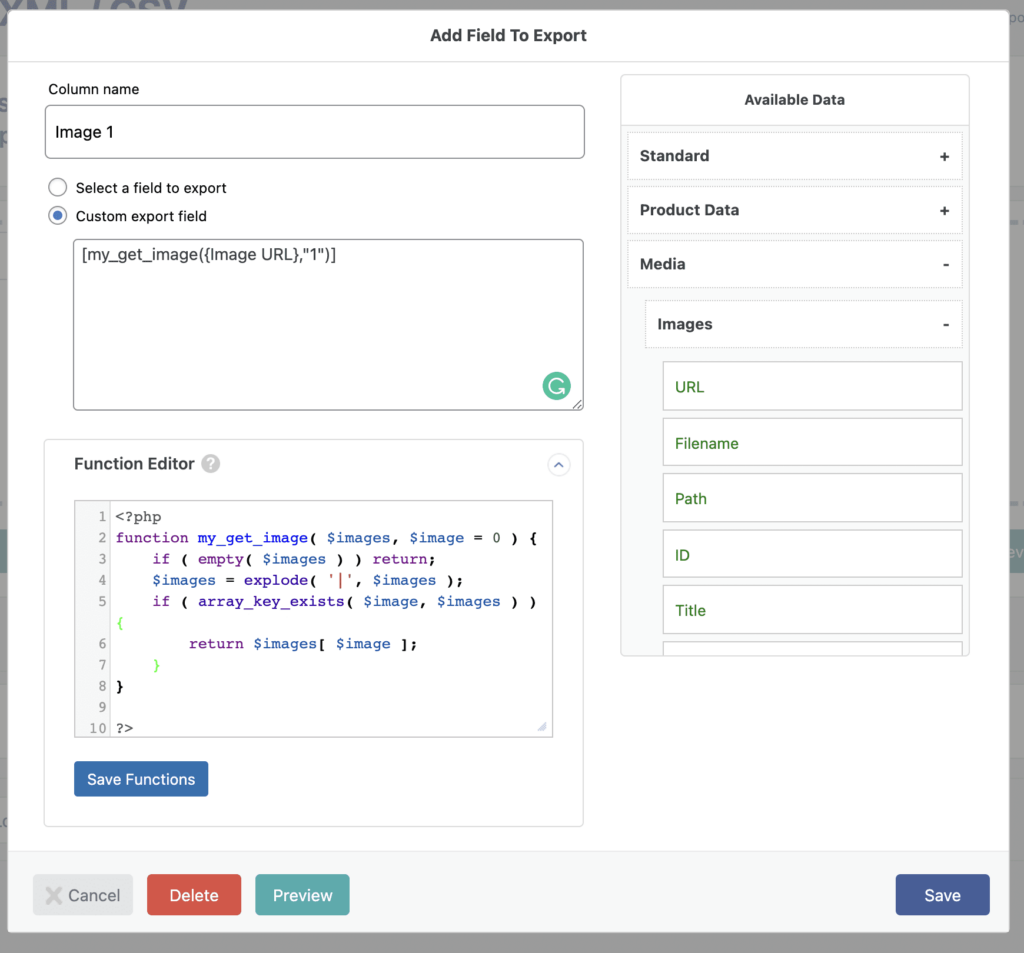 Export WooCommerce Products With Images Different Columns