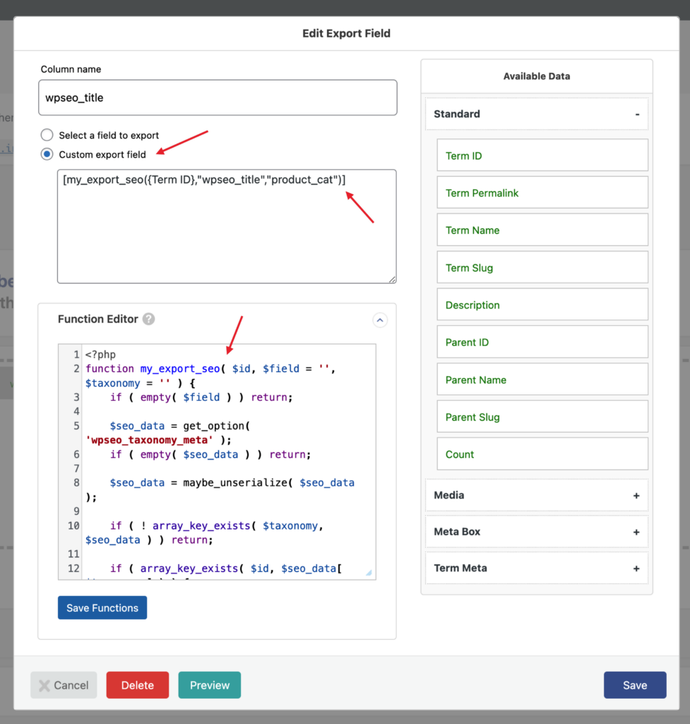 Export SEO title Example