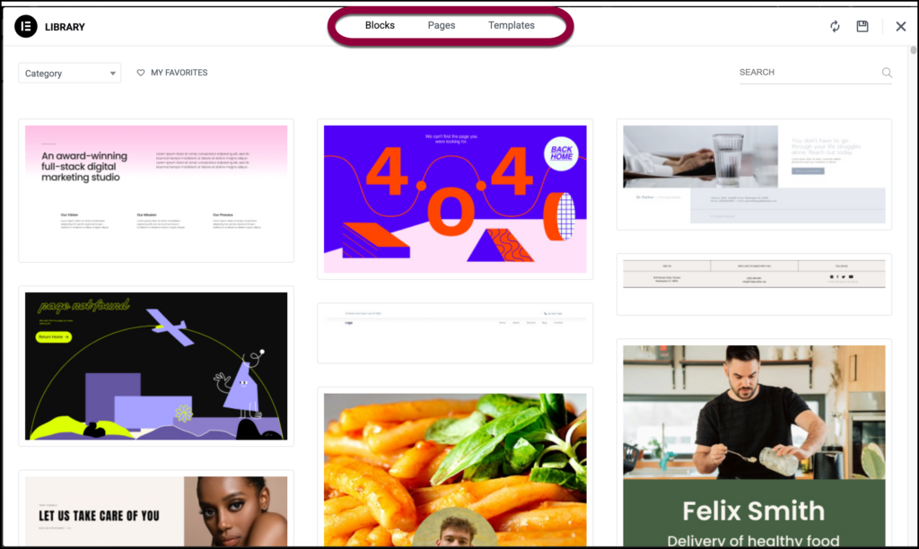 Elementor Template Library