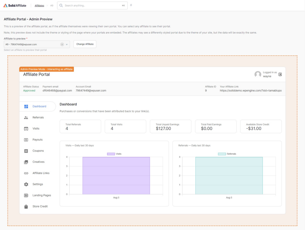 Affiliate Plugin WooCommerce Solid Affiliate Portal