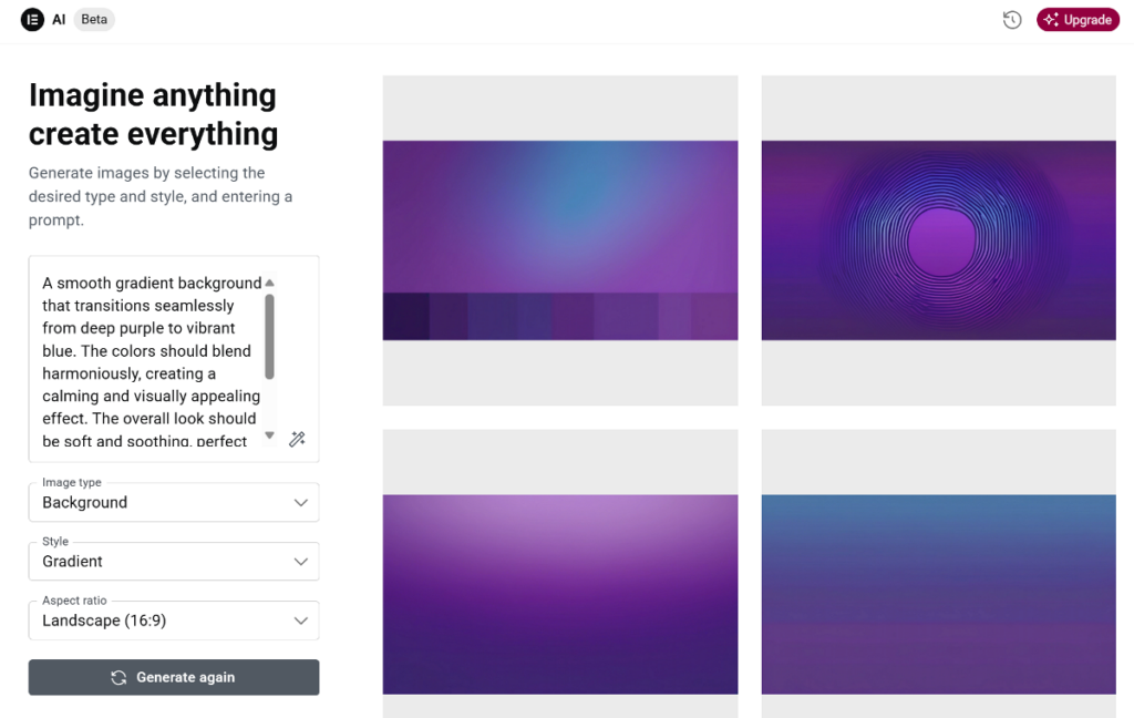 image generation in Elementor
