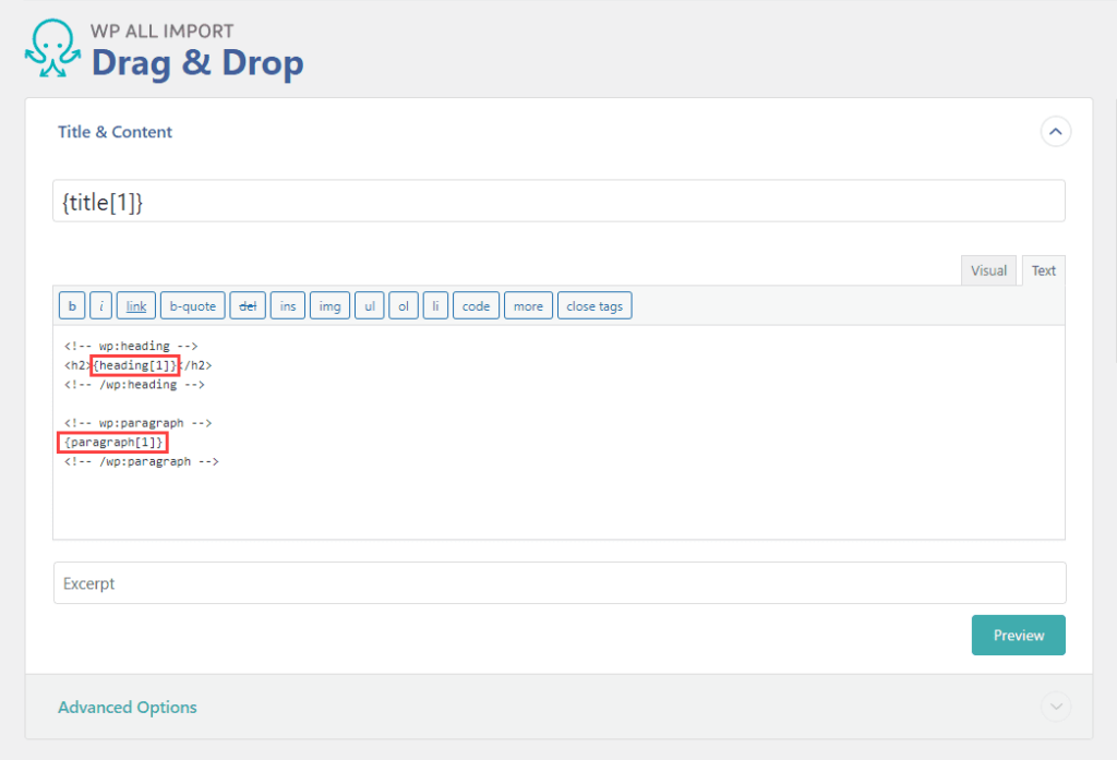 Import Gutenberg Blocks Add Import Elements