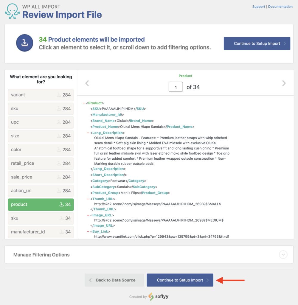 Import Variable Products Review the Import File