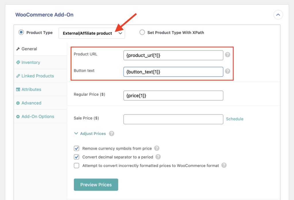 Import WooCommerce Products External Affiliate Product