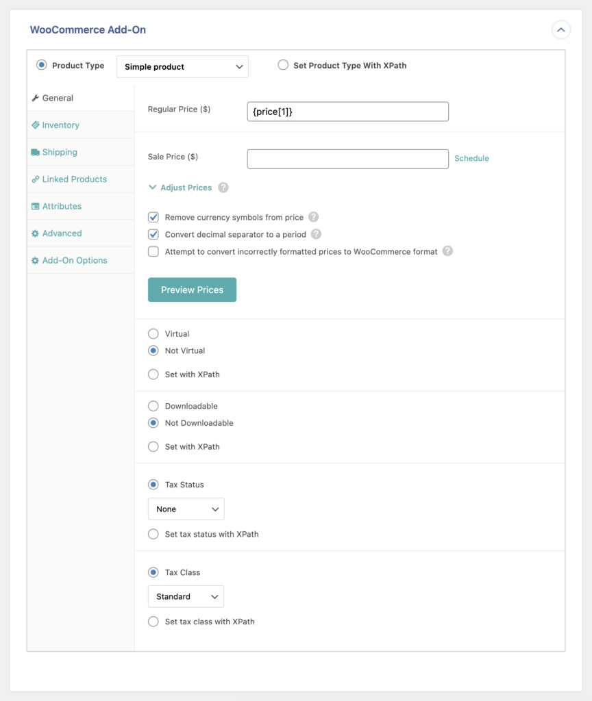 Import WooCaommerce Products General Tab WooCommerce Add-On